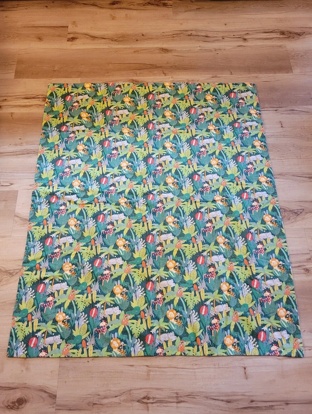 Safari Jungle Animals Orange Green Brown Cotton Baby Blanket Kids Quilt 52